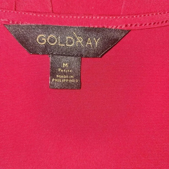 Gold Ray Jumpsuit Women's Size MP Red Polyester Sleeveless Stretchy V-Neck - Picture 5 of 12